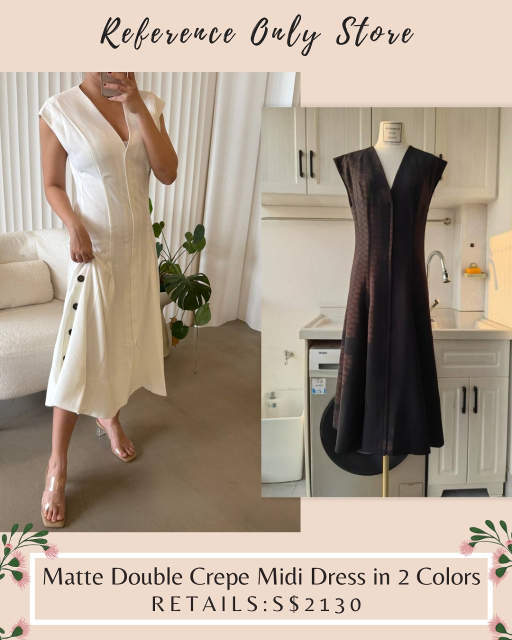 PS Matte Double Crepe midi dress in 2 colors