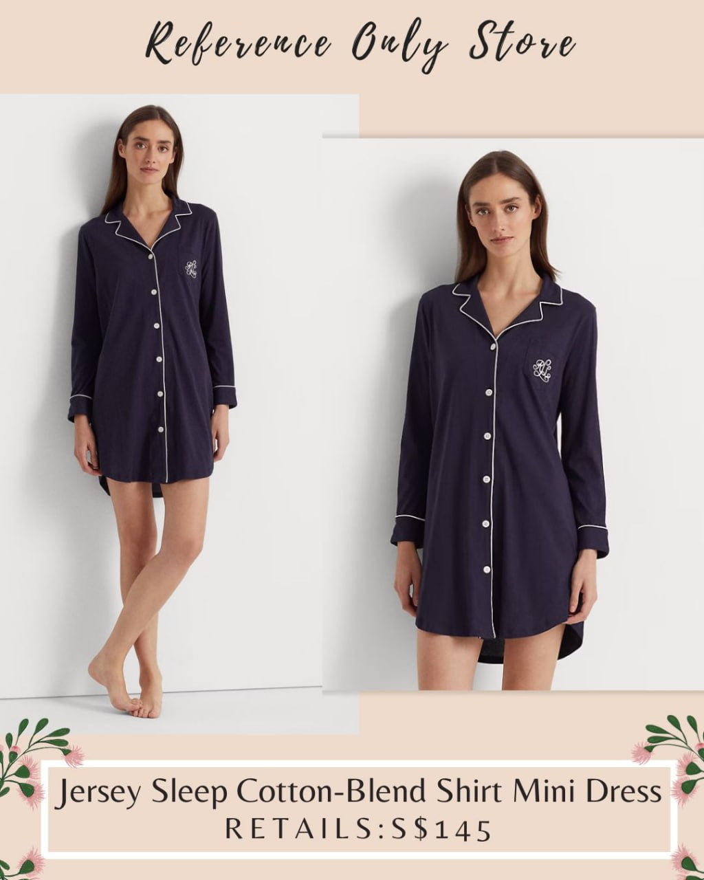 rl jersey sleep cotton blend shirt dress