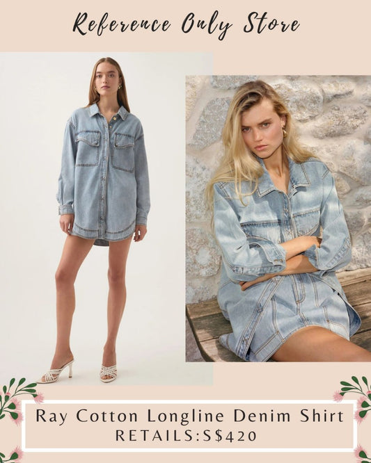 AJ Ray Cotton longline denim shirt