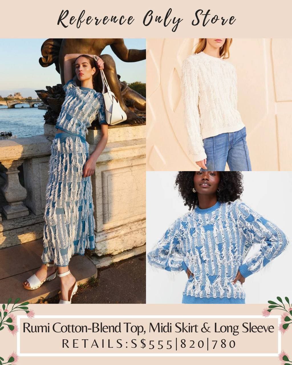 UJ Rumi cotton blend top, midi skirt , long sleeve