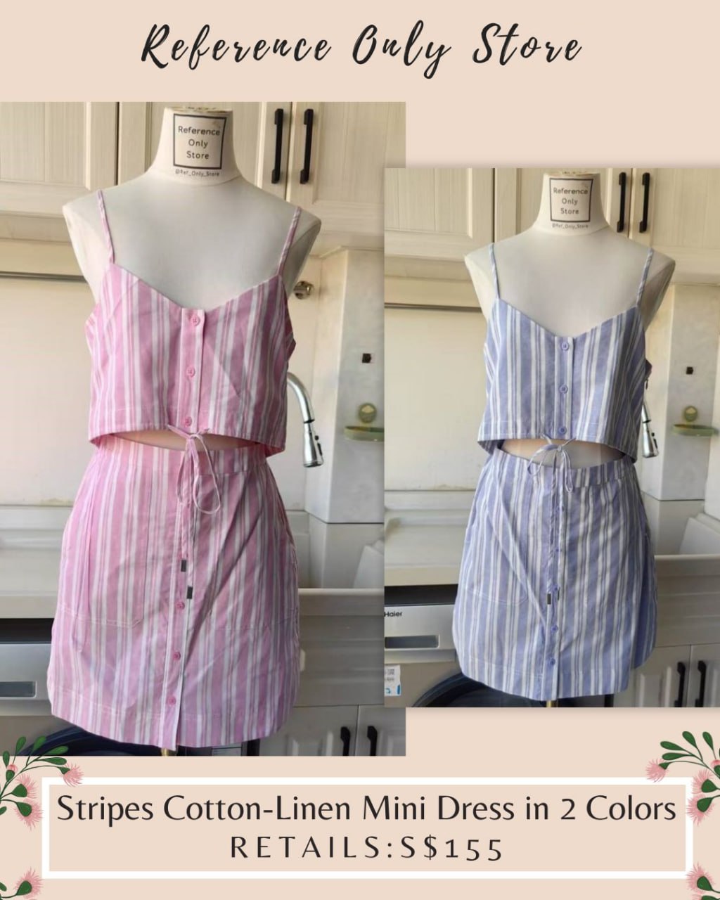 SK Stripe Pink / blue strap mini dress