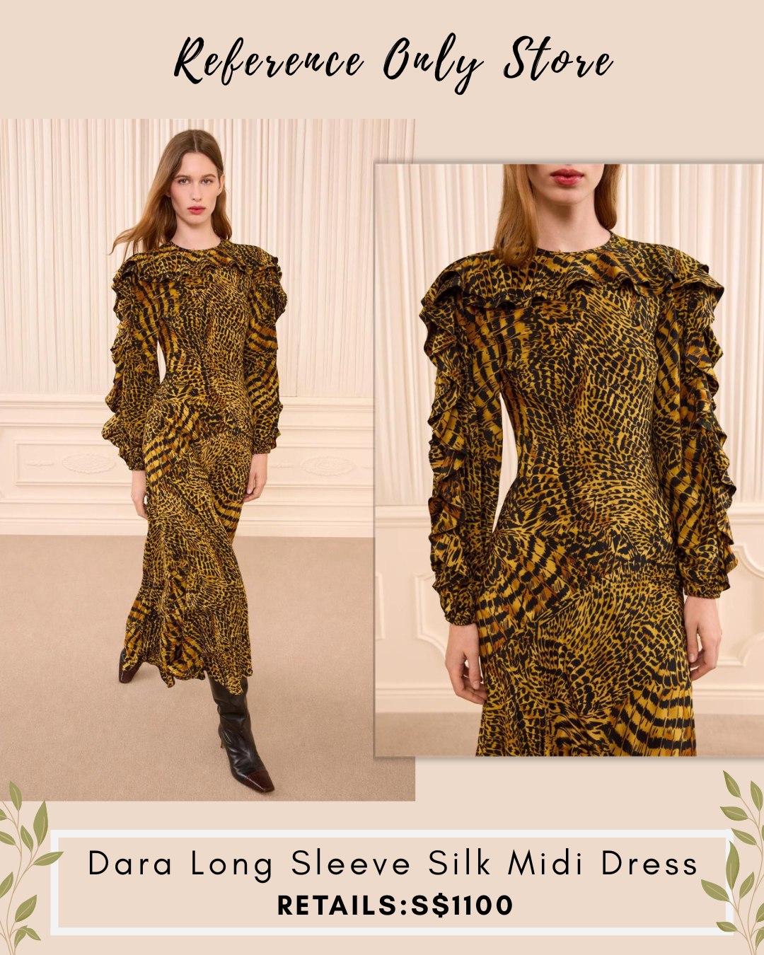 UJ Dara long sleeve silk midi dress