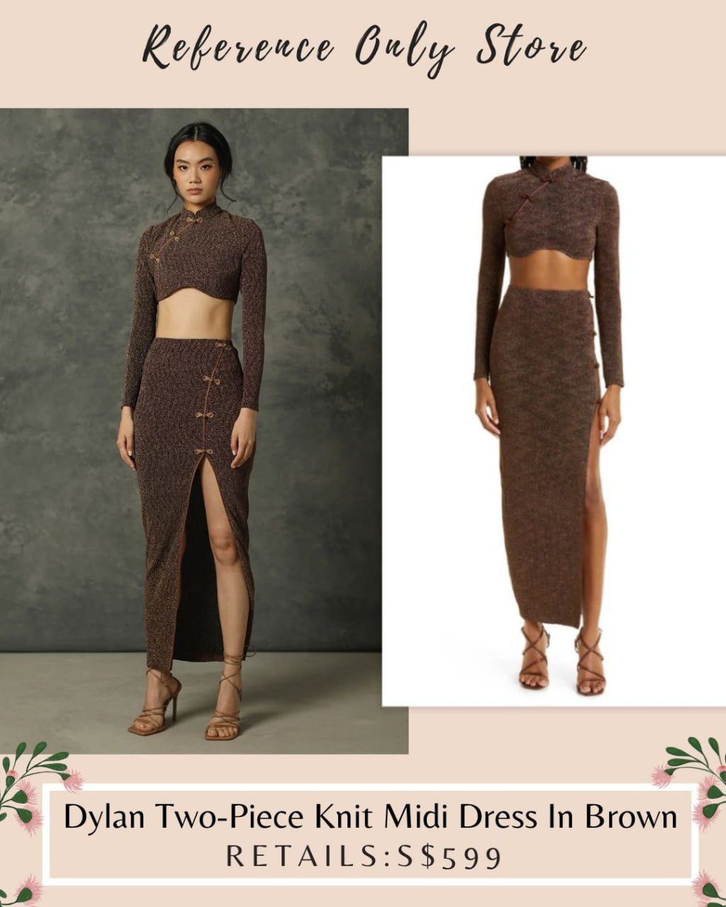 SL Dylan Two Piece midi dress in brown