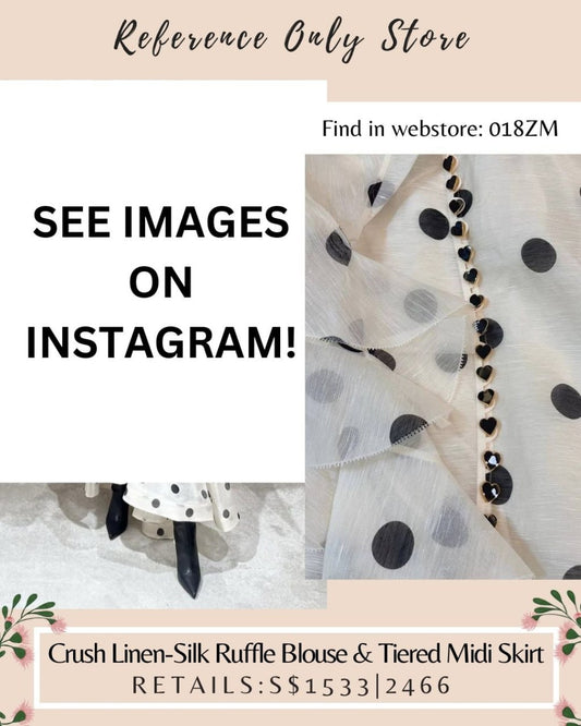 018ZM Crush linen silk ruffle blouse and tiered midi skirt