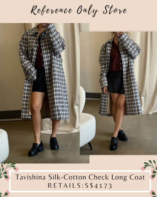 TR Tavishina silk cotton check long coat
