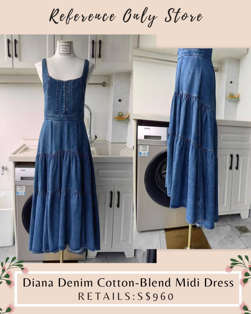 AO Diana Denim cotton blend midi dress
