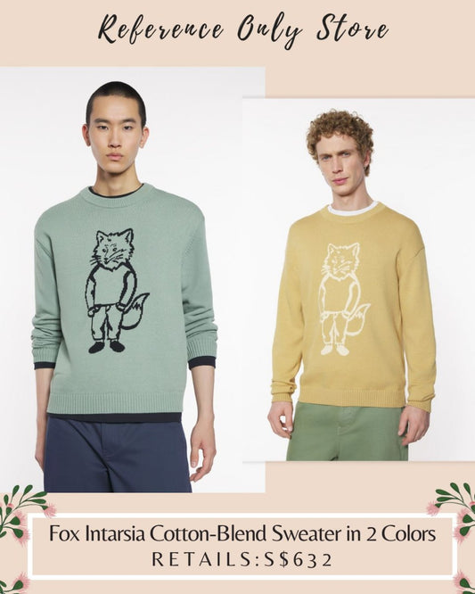 MK Men's Fox instarsia cotton blend sweater in 2 colors