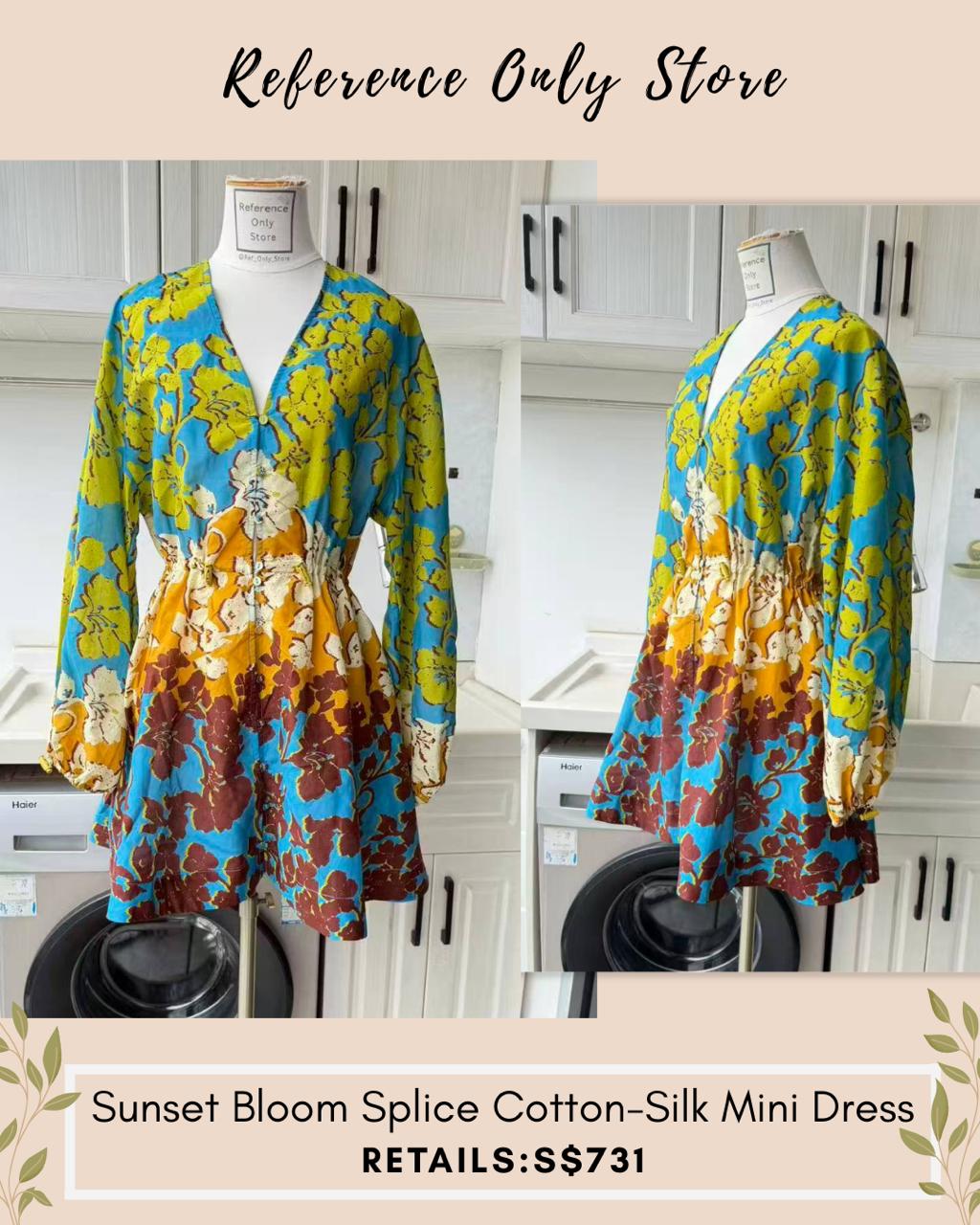 Am Sunset splice cotton silk blend mini dress