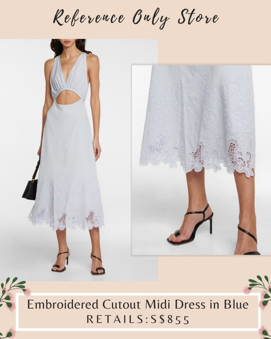SK Embroidered cutout midi dress in blue