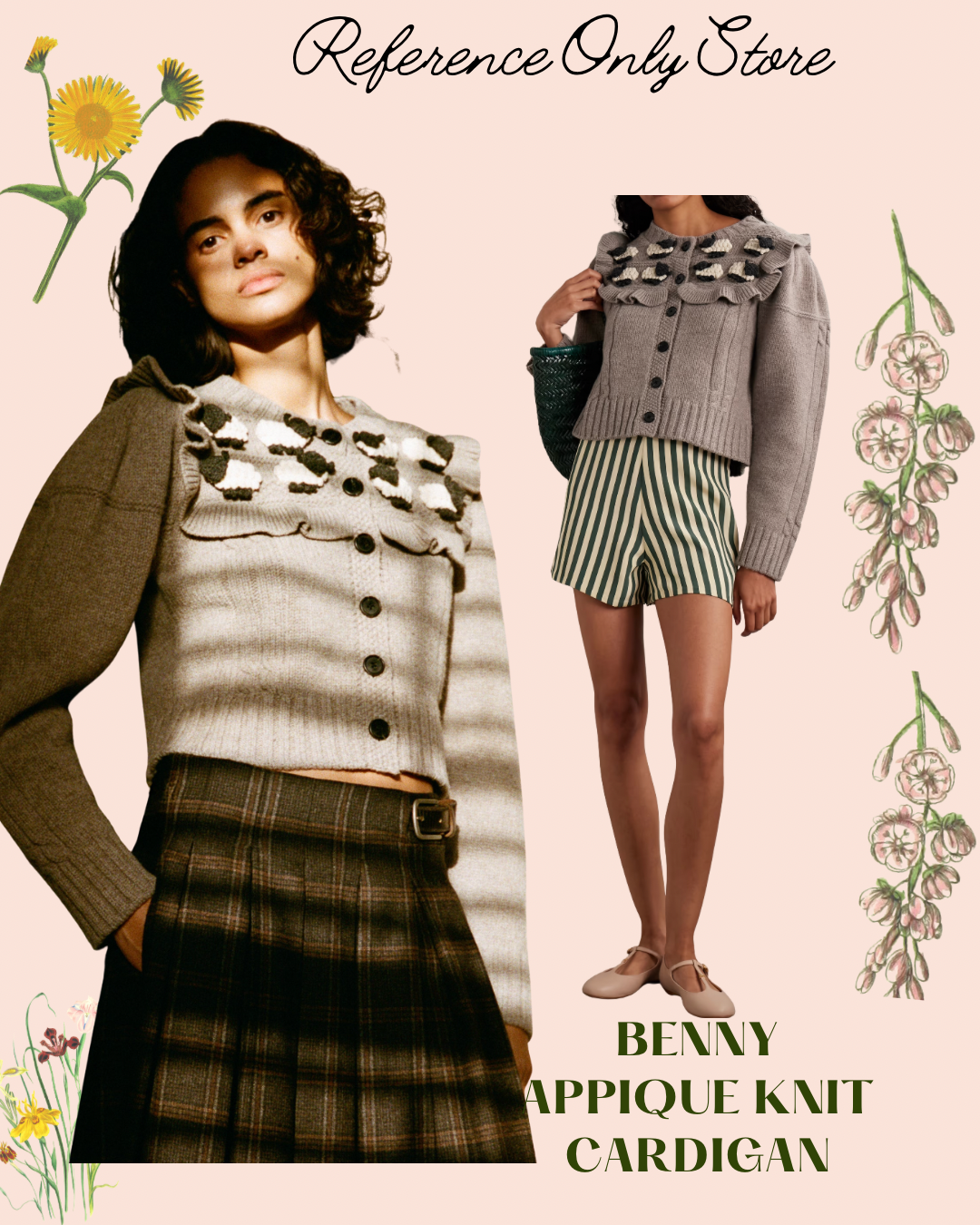 SE Benny wool cardigan with sheep appliqué