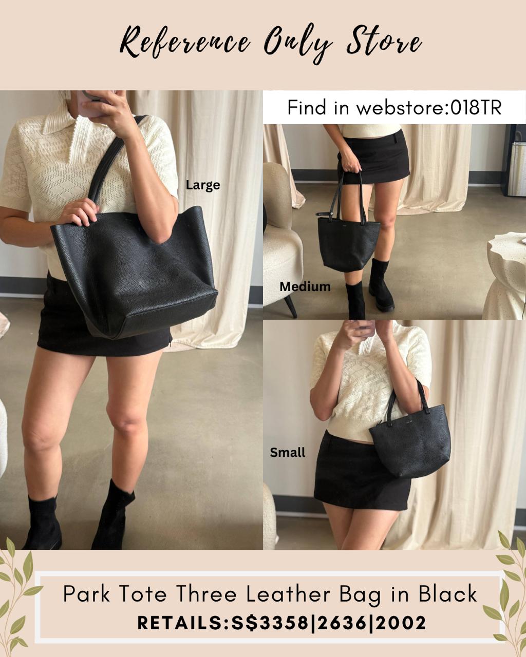 TR Park tote three leather bag in black