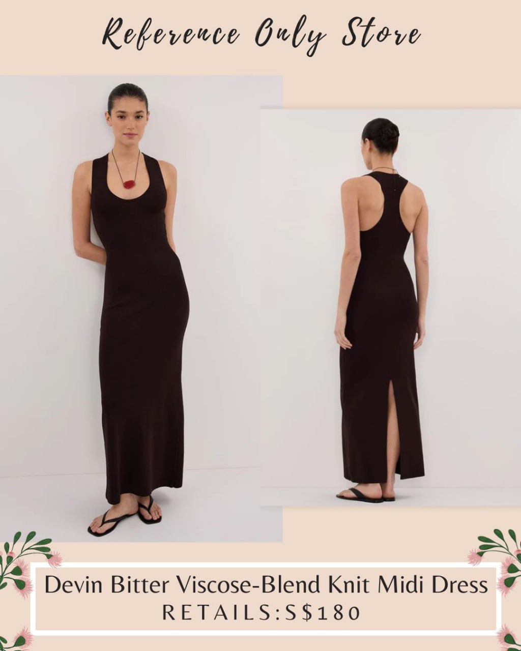 DSS Devin bitter viscose knit midi dress