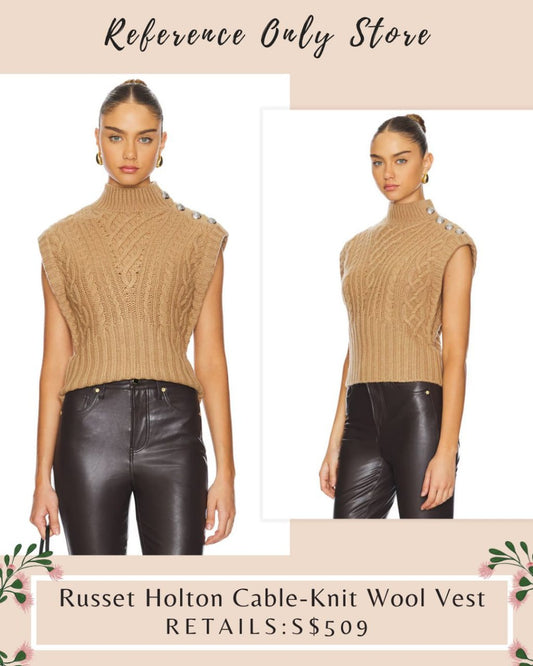 VB Russet Holton cable knit wool vest