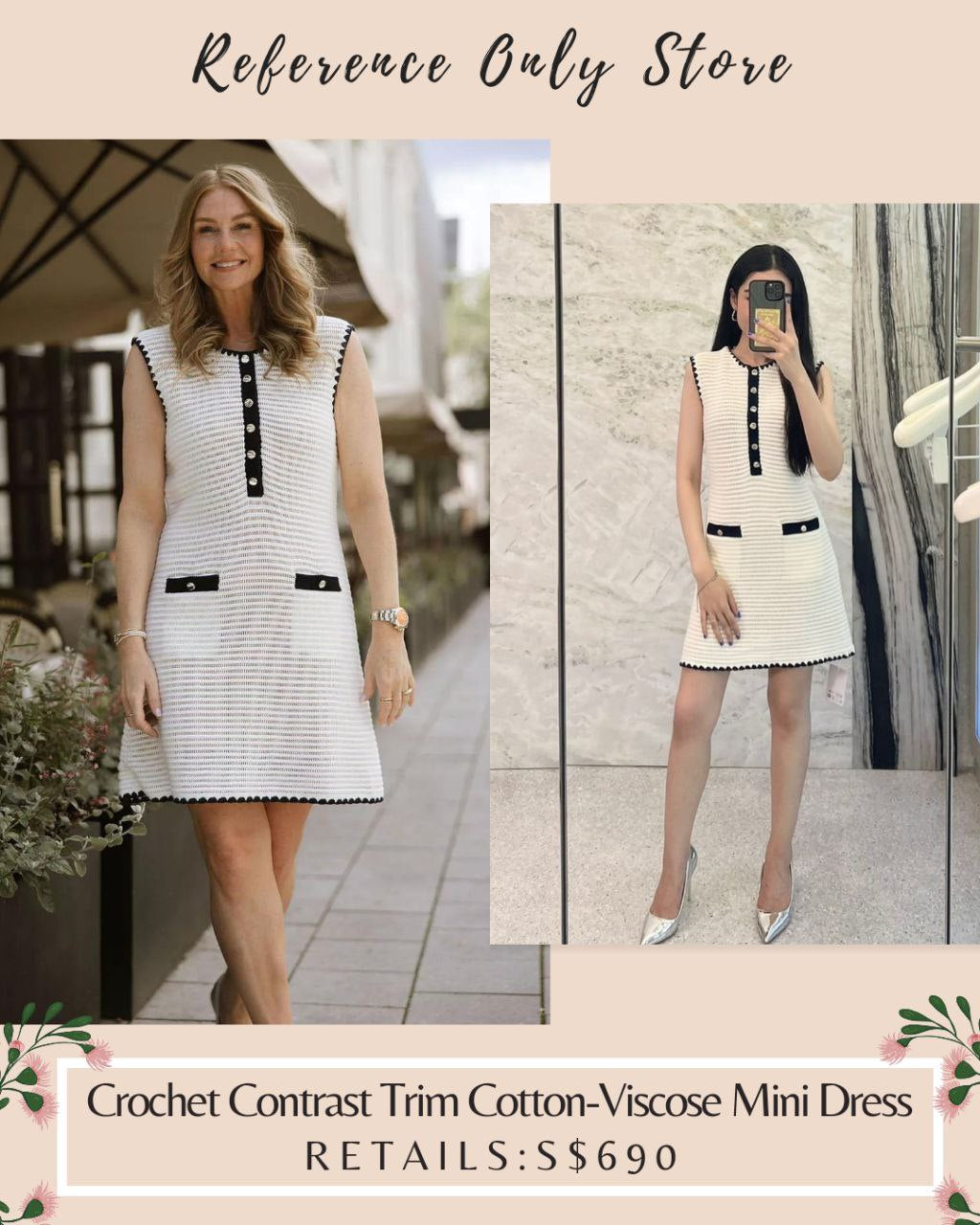 SP Crochet contrast trim cotton viscose blend mini dress