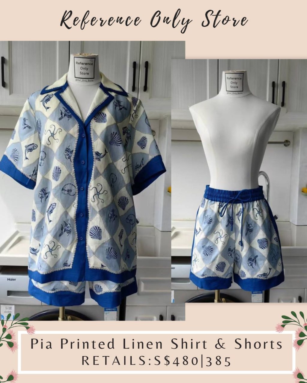AM Pia Printed linen shirt and shorts