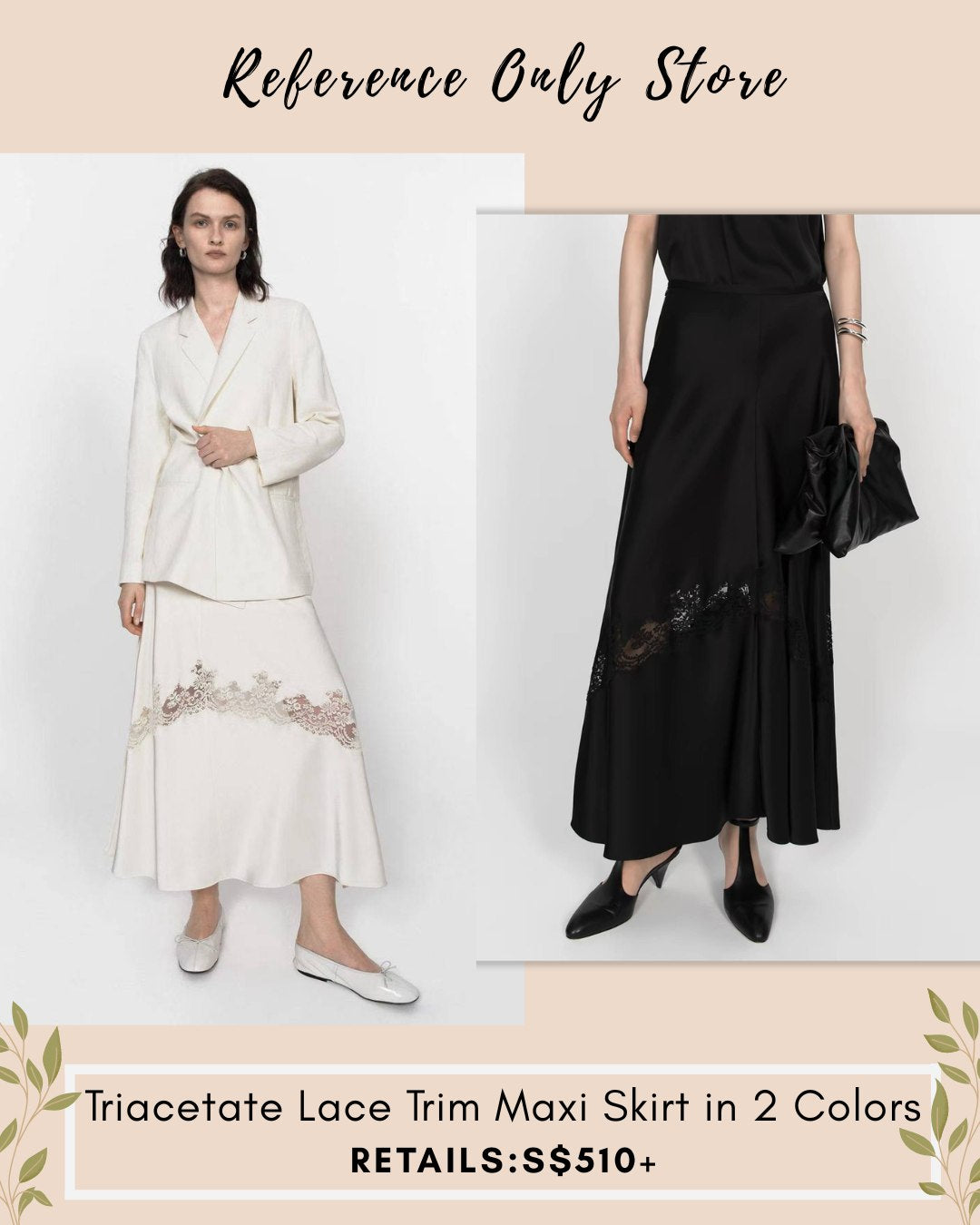 EDI Lace trim triacetate midi skirt