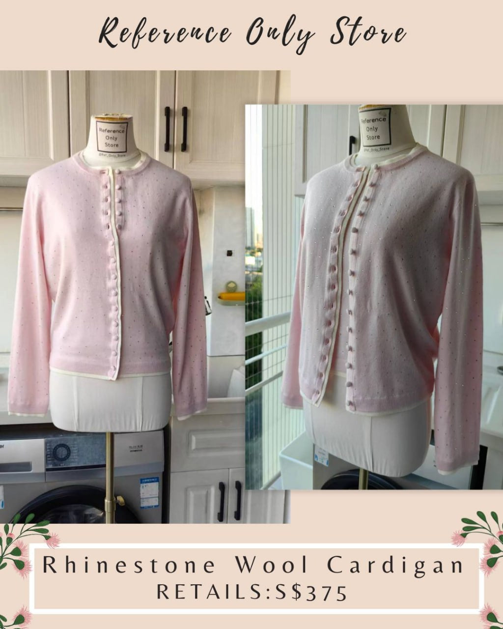 MJ Rhinestone Wool Pink Cardigan