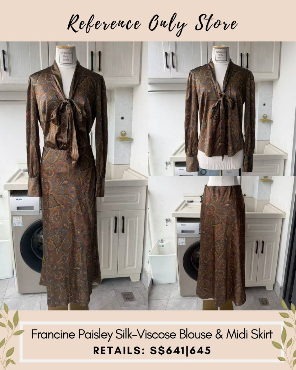 VB Francine Paisley silk viscose blouse and skirt