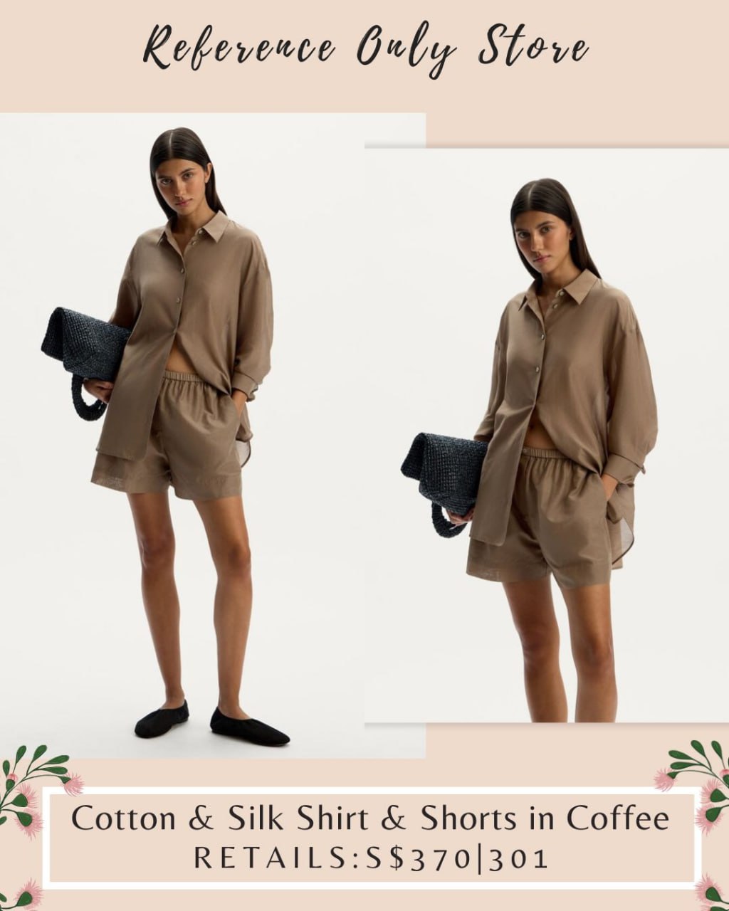12S cotton and silk blend shirt and shorts in coffee