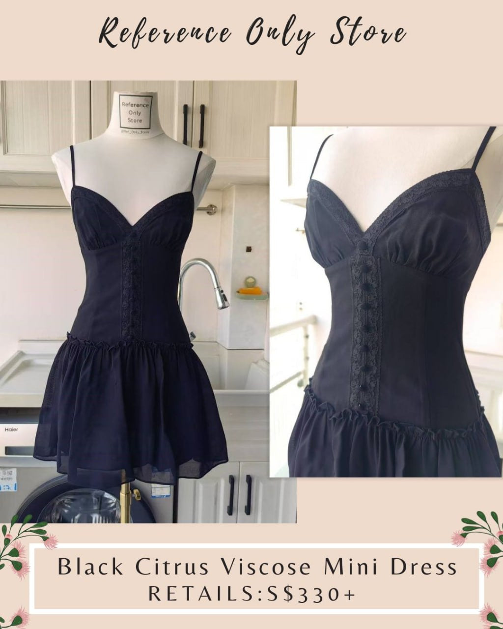 Ref Black Citrus Sleeveless Ballet Viscose Blend mini dress