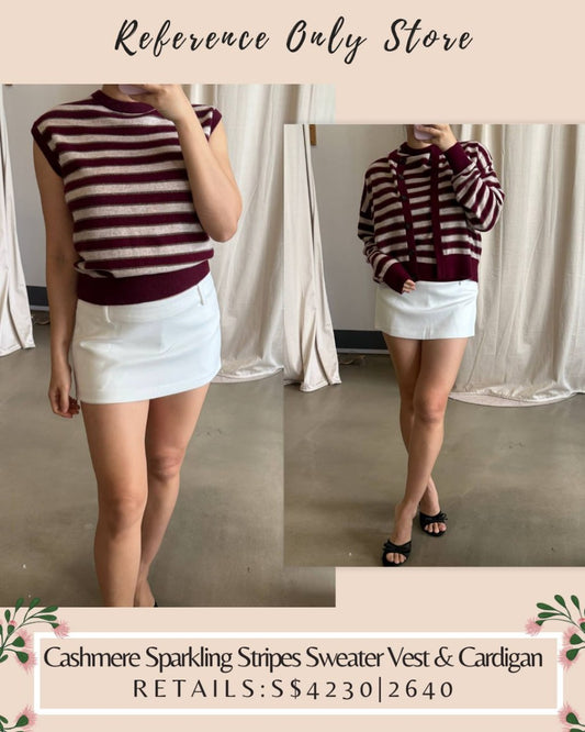 BC Cashmere sparling stripes sweater vest and cardigan