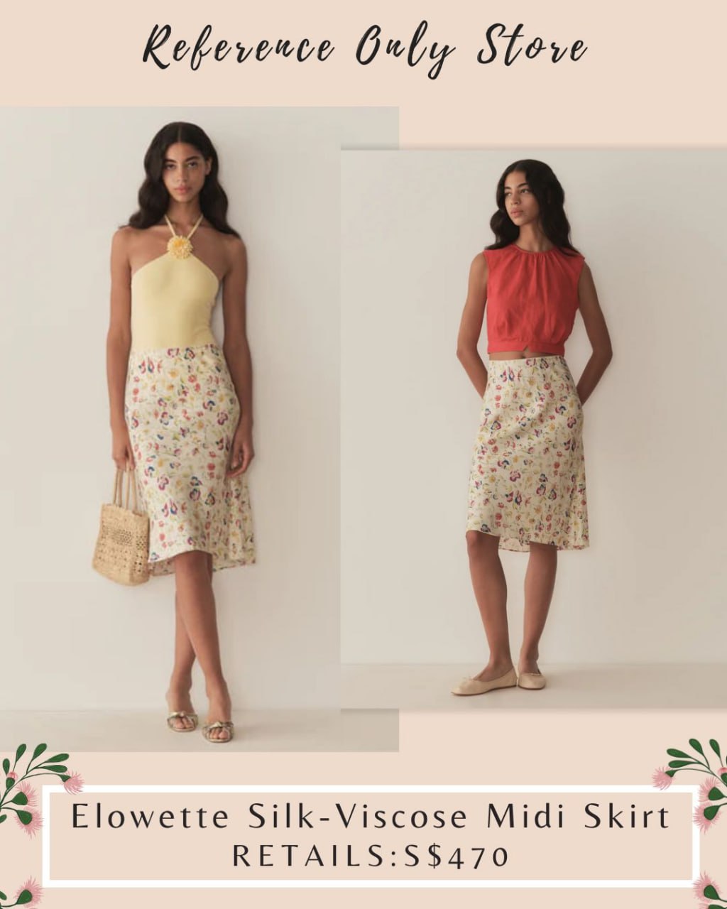 DN Elowette silk viscose midi skirt
