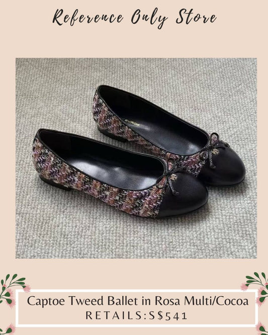TB Captoe tweed ballet in Rosa multi shoes