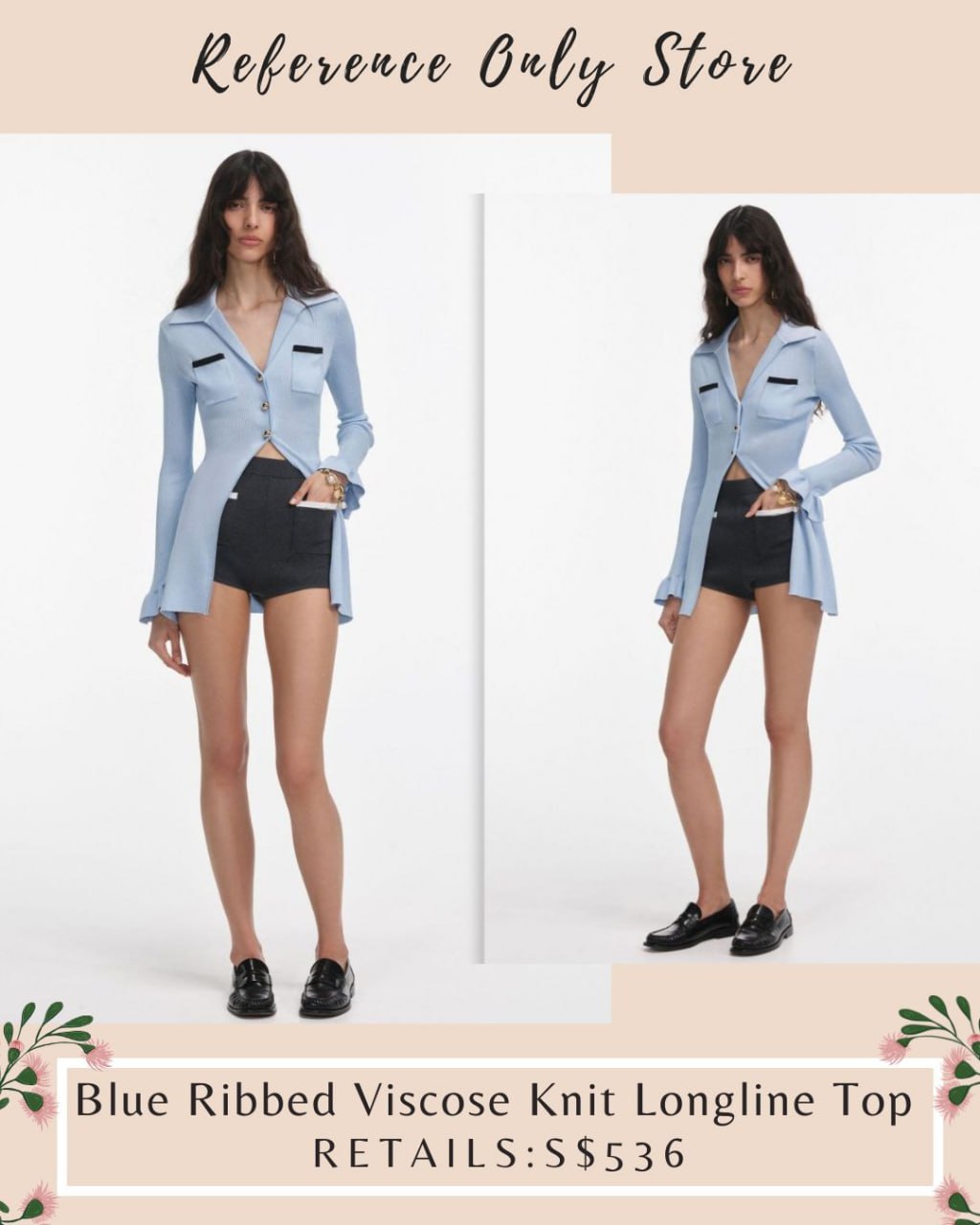 SP Blue ribbed viscose knit longline top