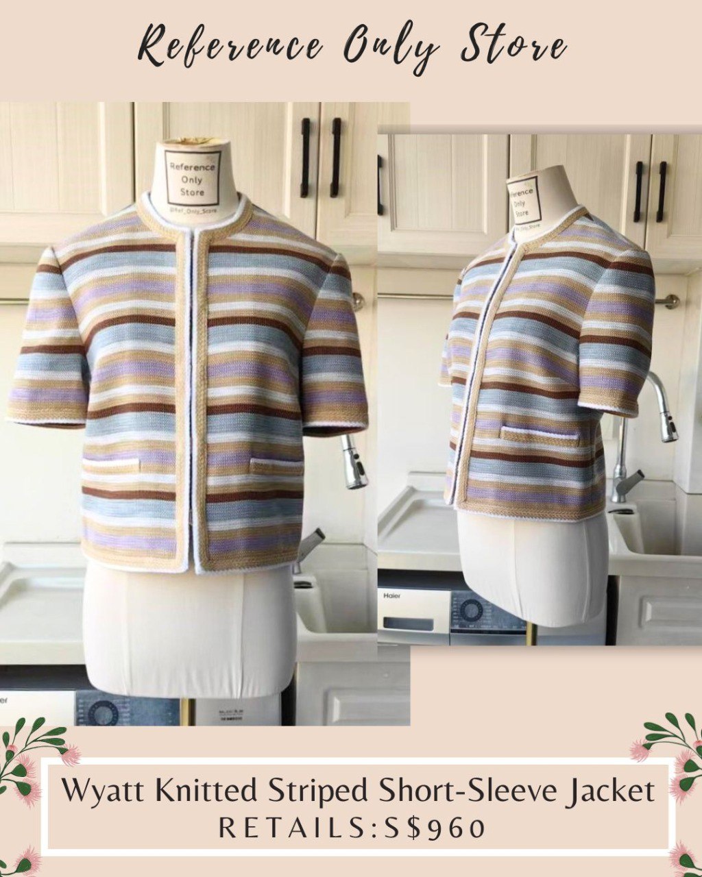 VB Wyatt knitted striped short sleeve jacket
