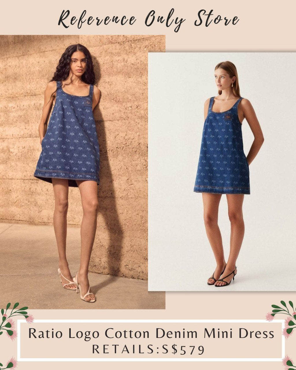 AJ Ratio Logo Cotton Denim Mini Dress