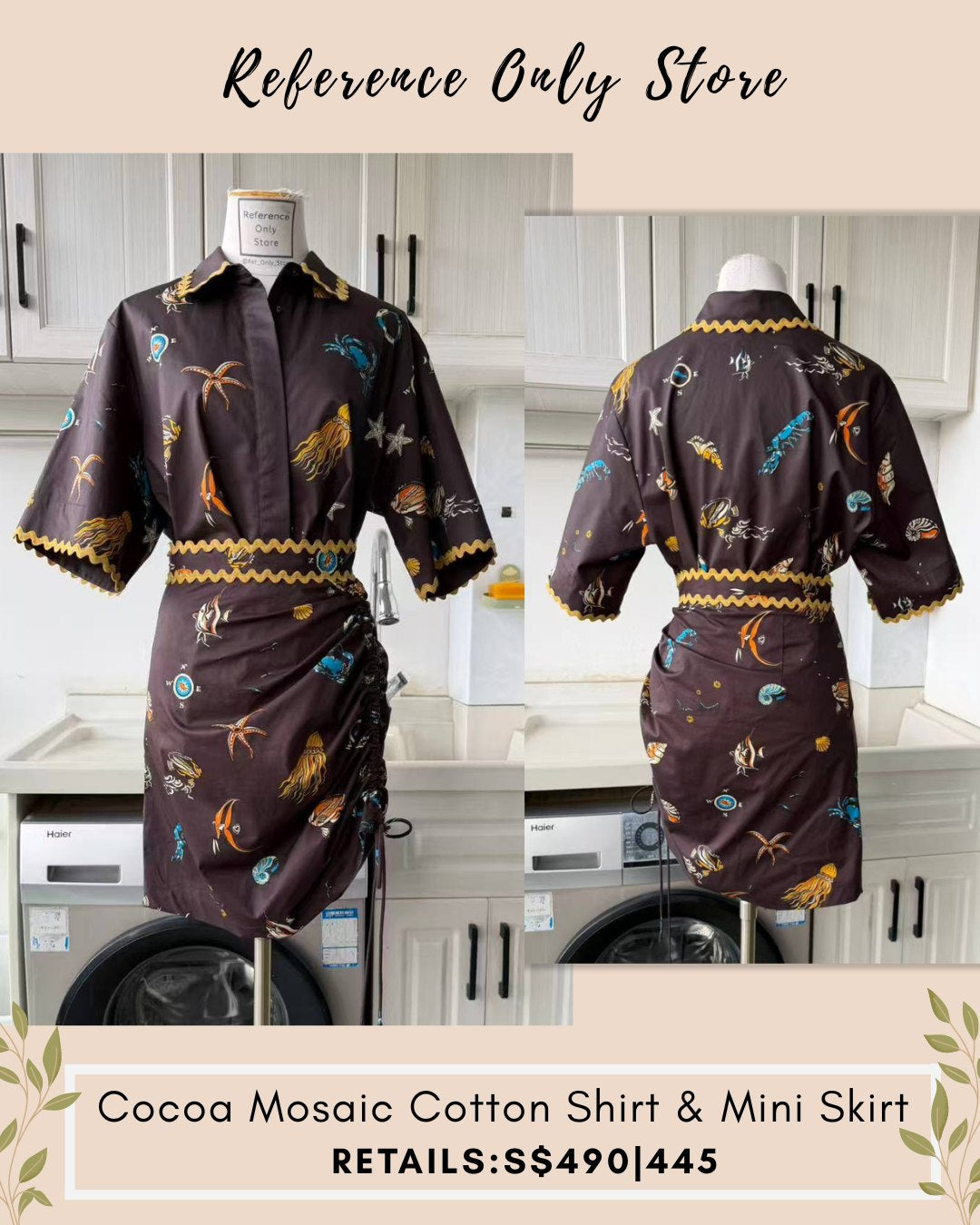 AM cocoa Mosaic cotton shirt and mini skirt