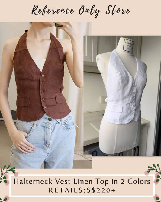 Ref Halterneck vest linen top in 2 colors