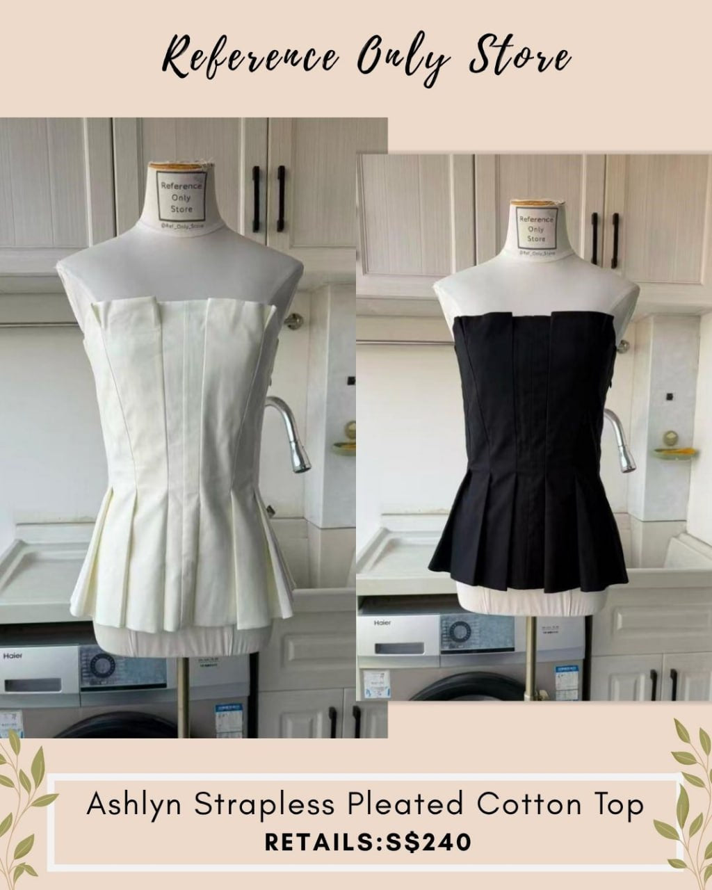 Ref Ashlyn strapless pleated cotton top