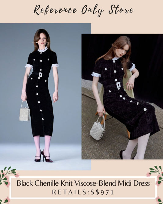 SP Black Chenille Knit Viscose Blend midi dress