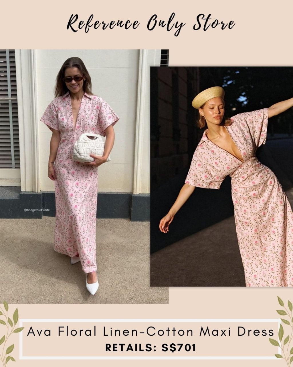 PN Ava floral linen cotton maxi dress