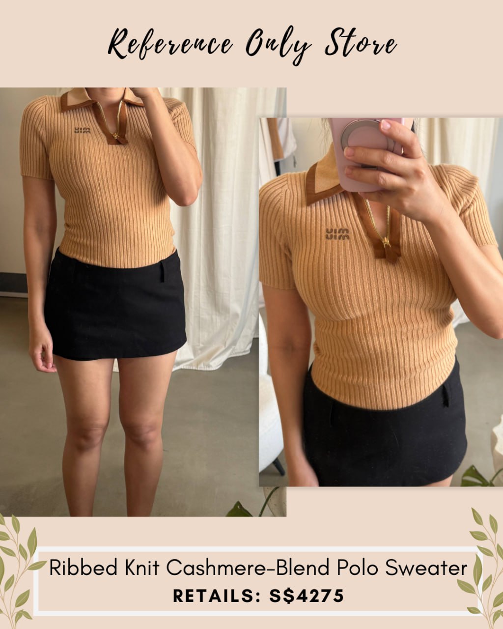 MM Ribbed knit cashmere blend polo sweater