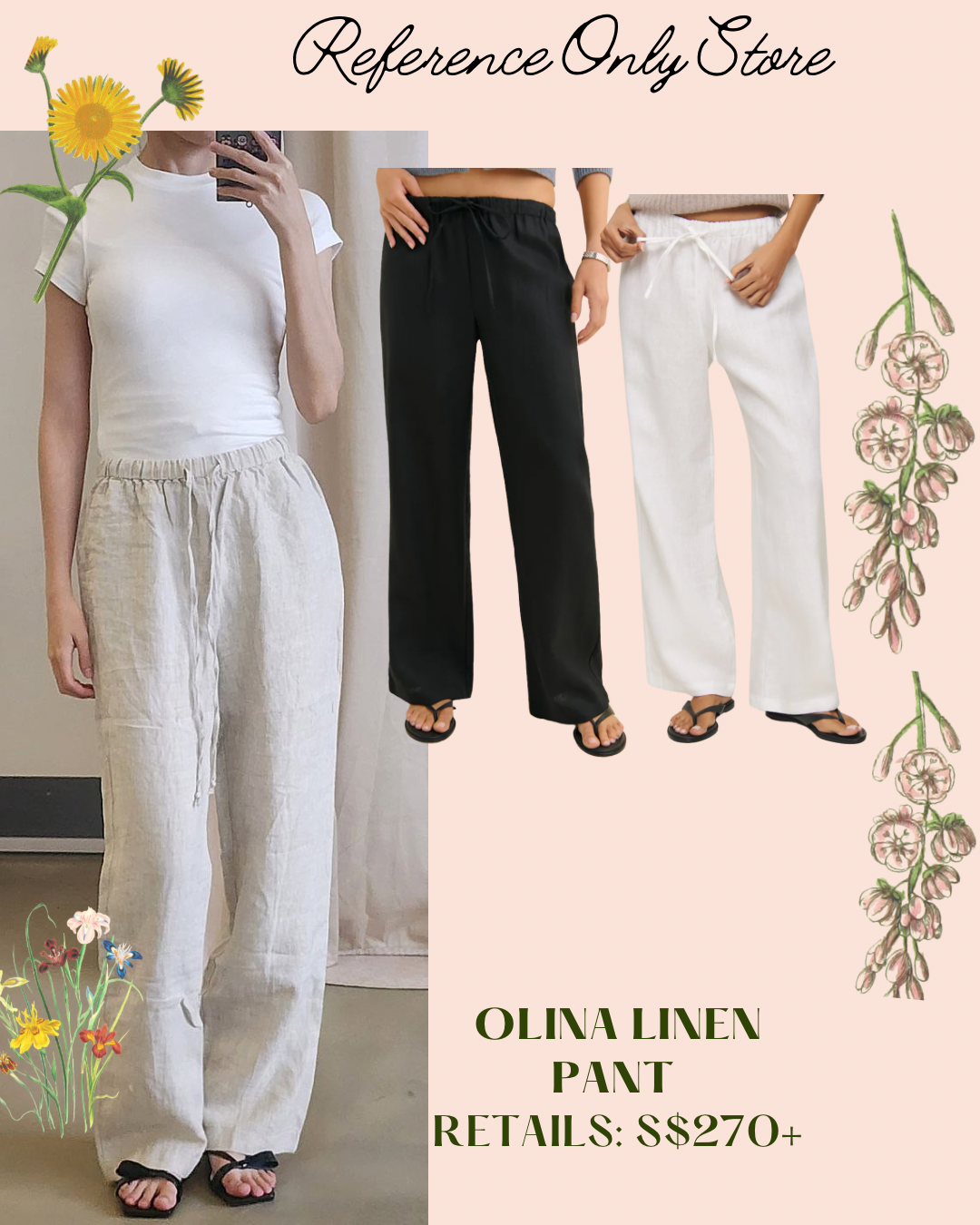 3 colors Ref Olina Linen Pants