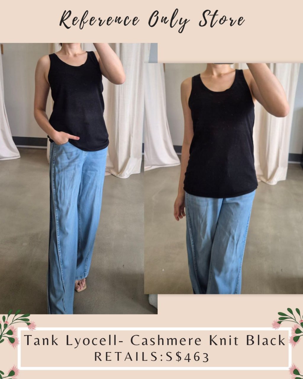 Tot Black Tank Lyocell cashmere knit in black and white