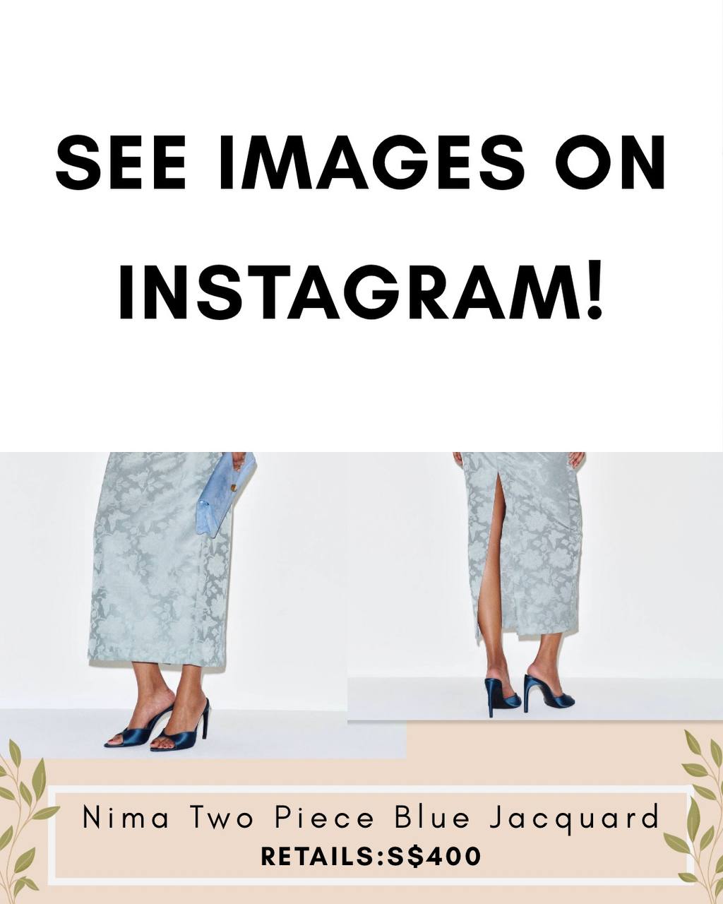 Ref Nima 2 piece blue jacquard skirt set