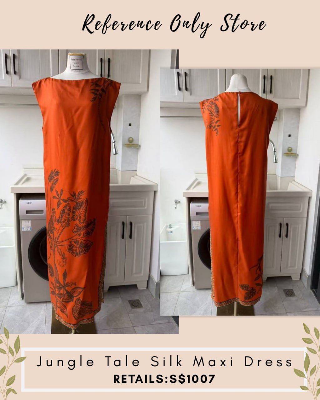 AM Jungle tale silk midi dress