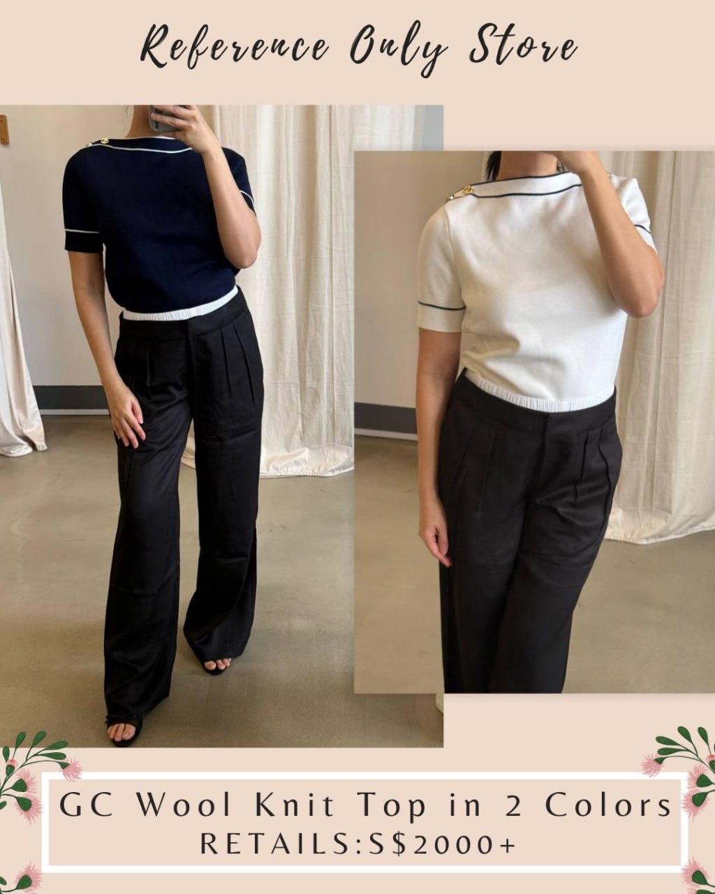GC Wool Boat neck contrast trim knit top