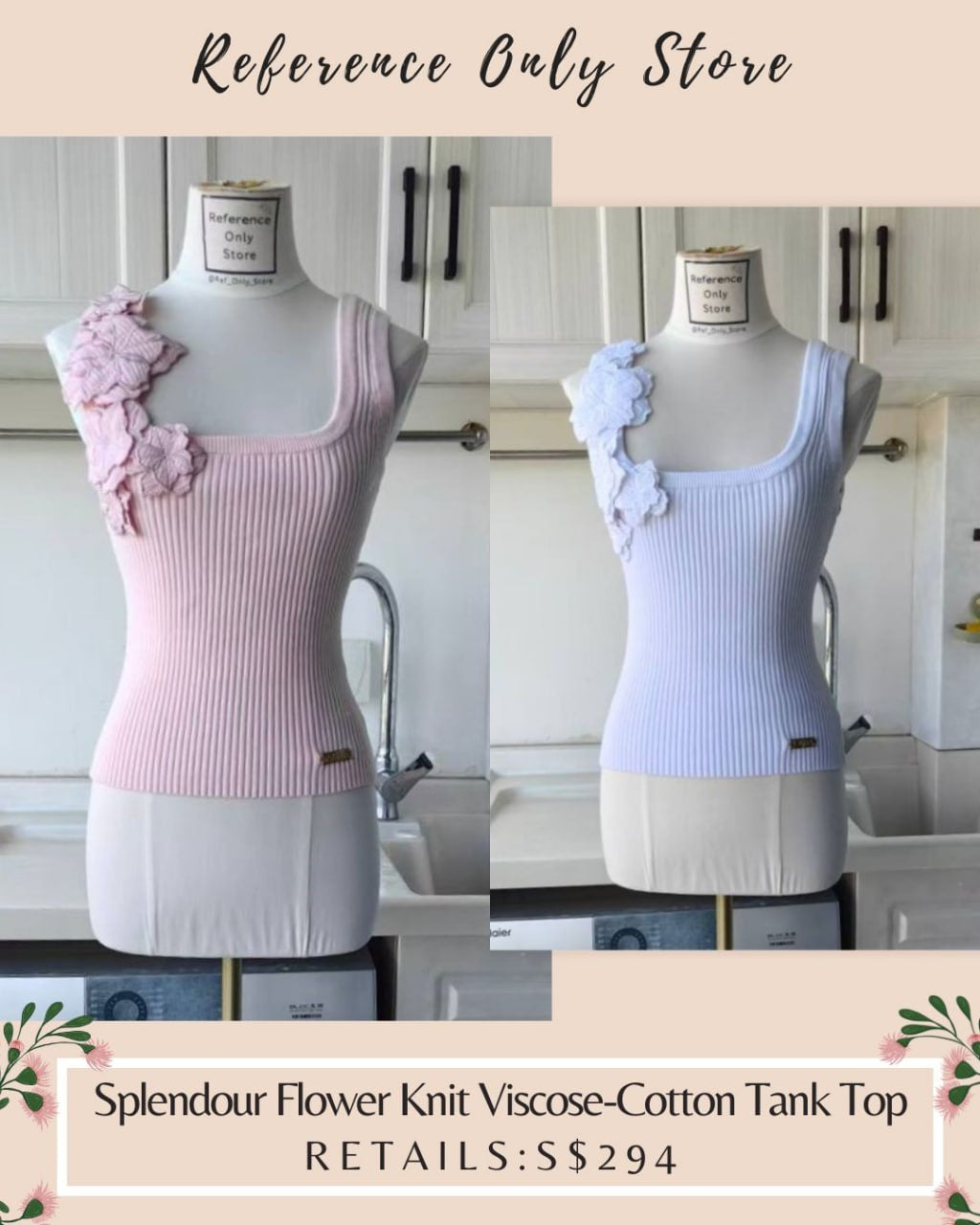 3 Colors! AJ Splendour flower knit viscose cotton blend tank top