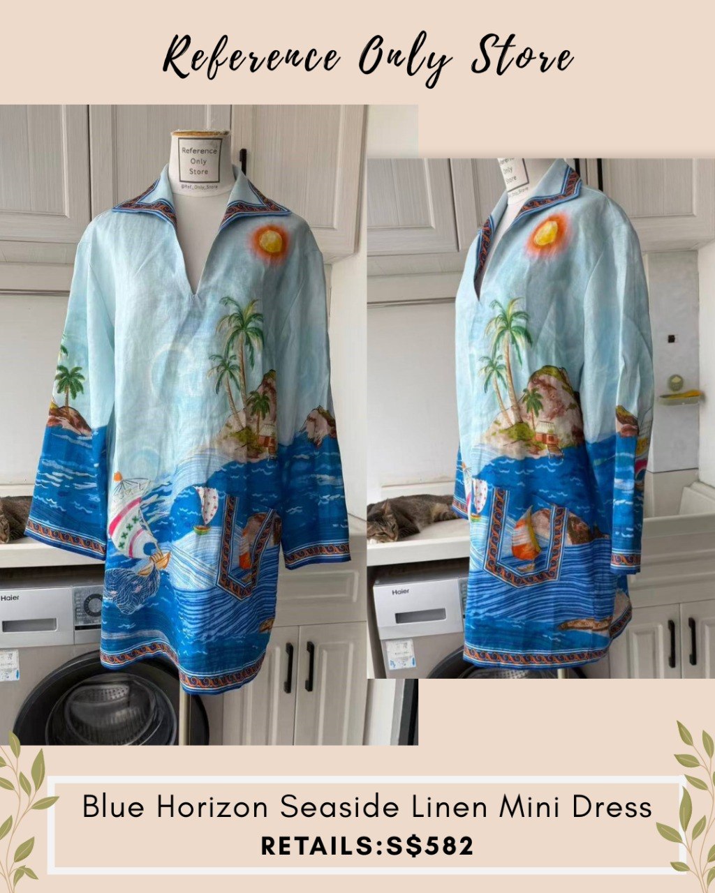 AM Blue horizon seaside linen mini dress
