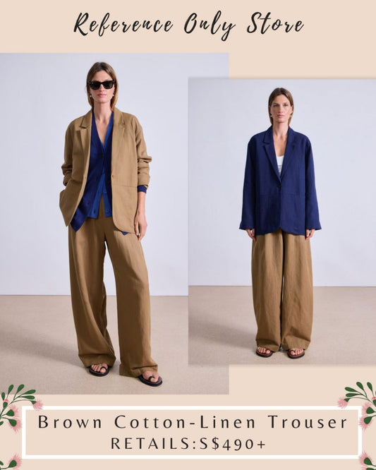 AA Brown cotton linen trousers pants