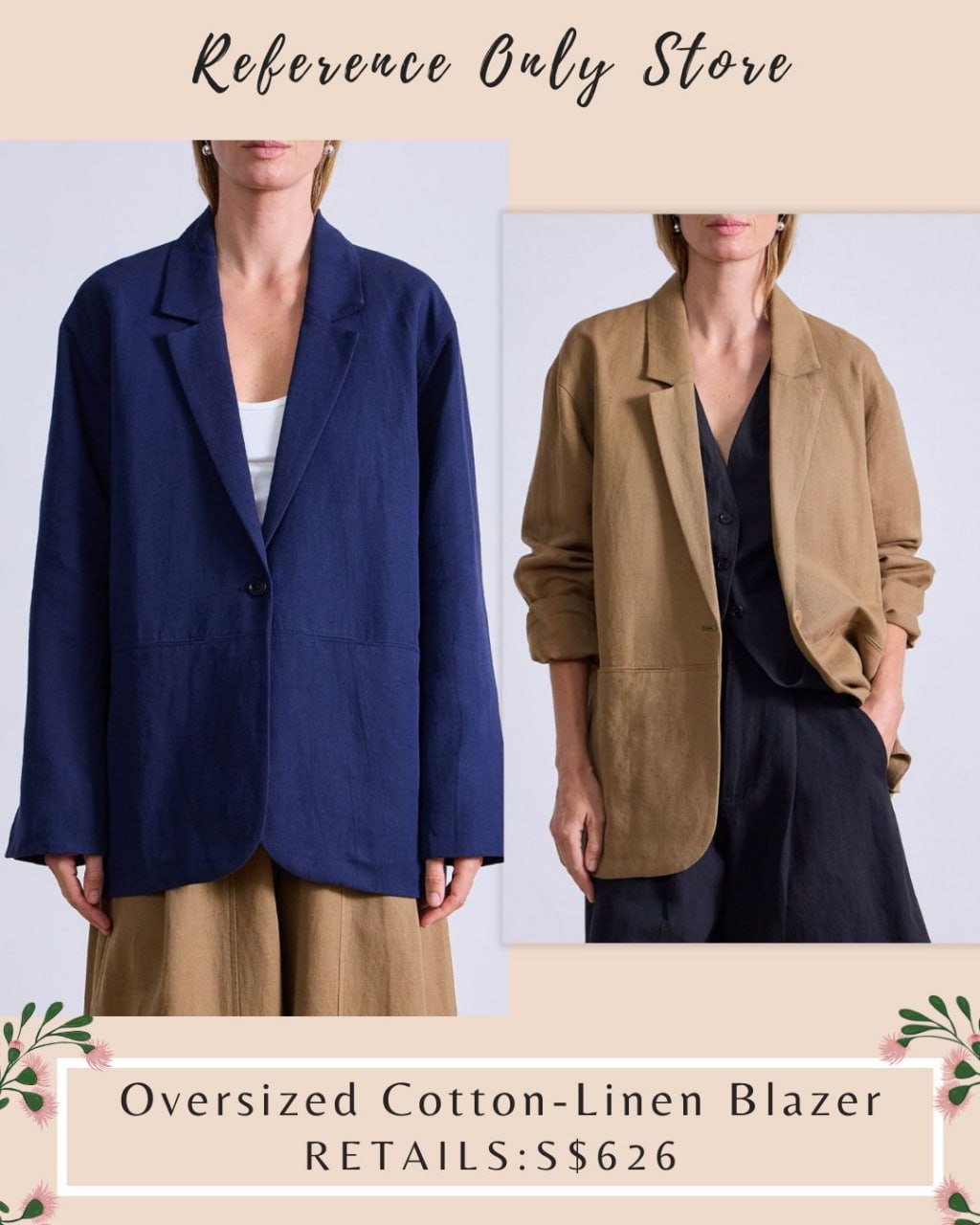 AA Oversized cotton linen blazer jacket