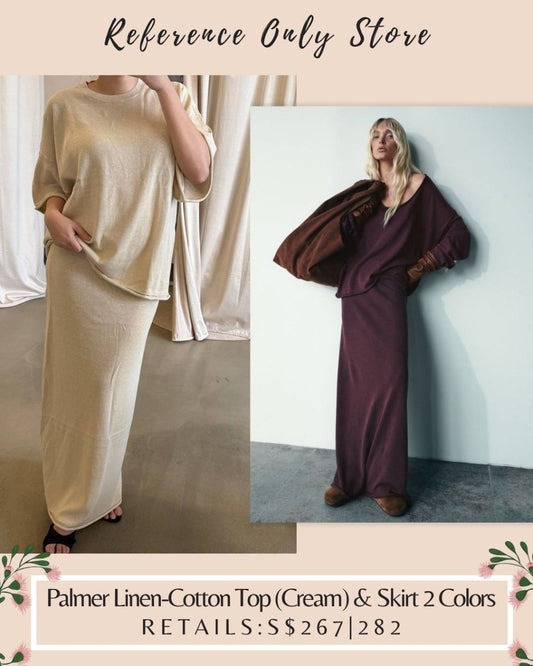 HS Palmer linen cotton top (cream) & skirt 2 colors
