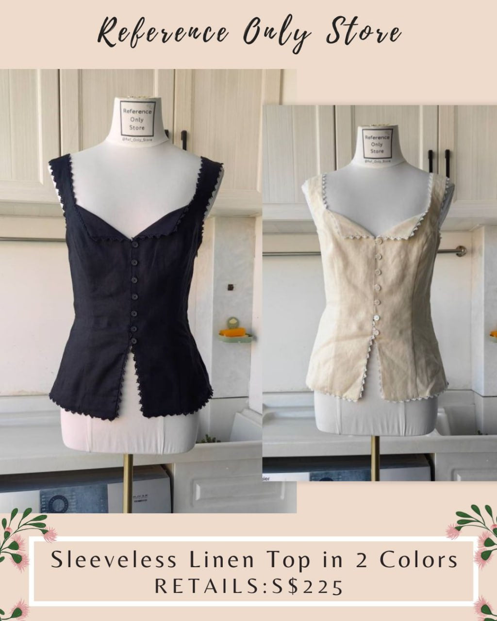 Ref Viola Lace Trim Linen Top in 3 colors