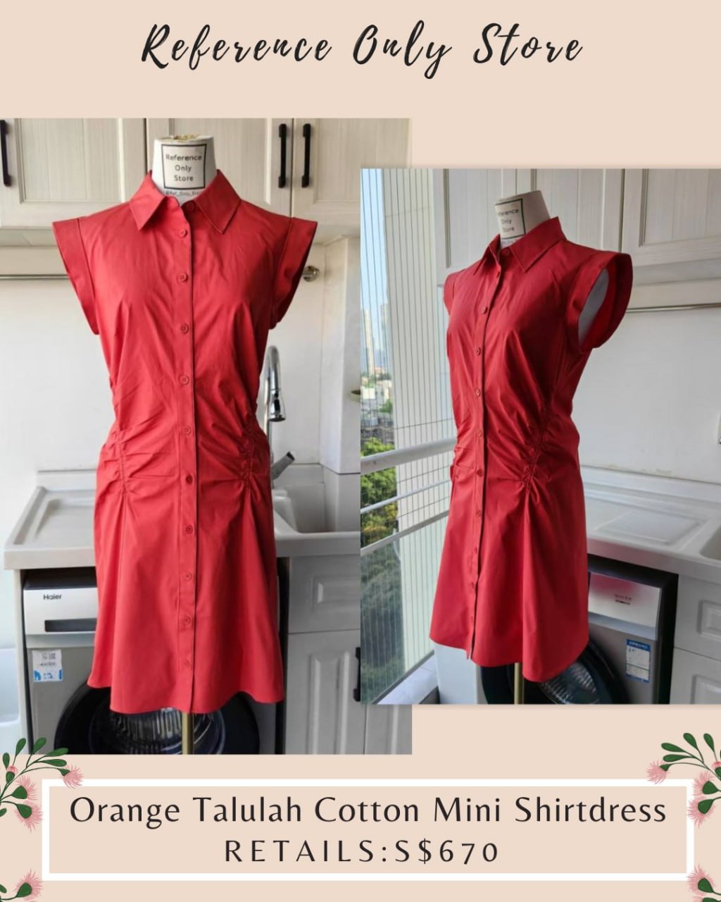 Vb Orange Talulah cotton mini shirt dress