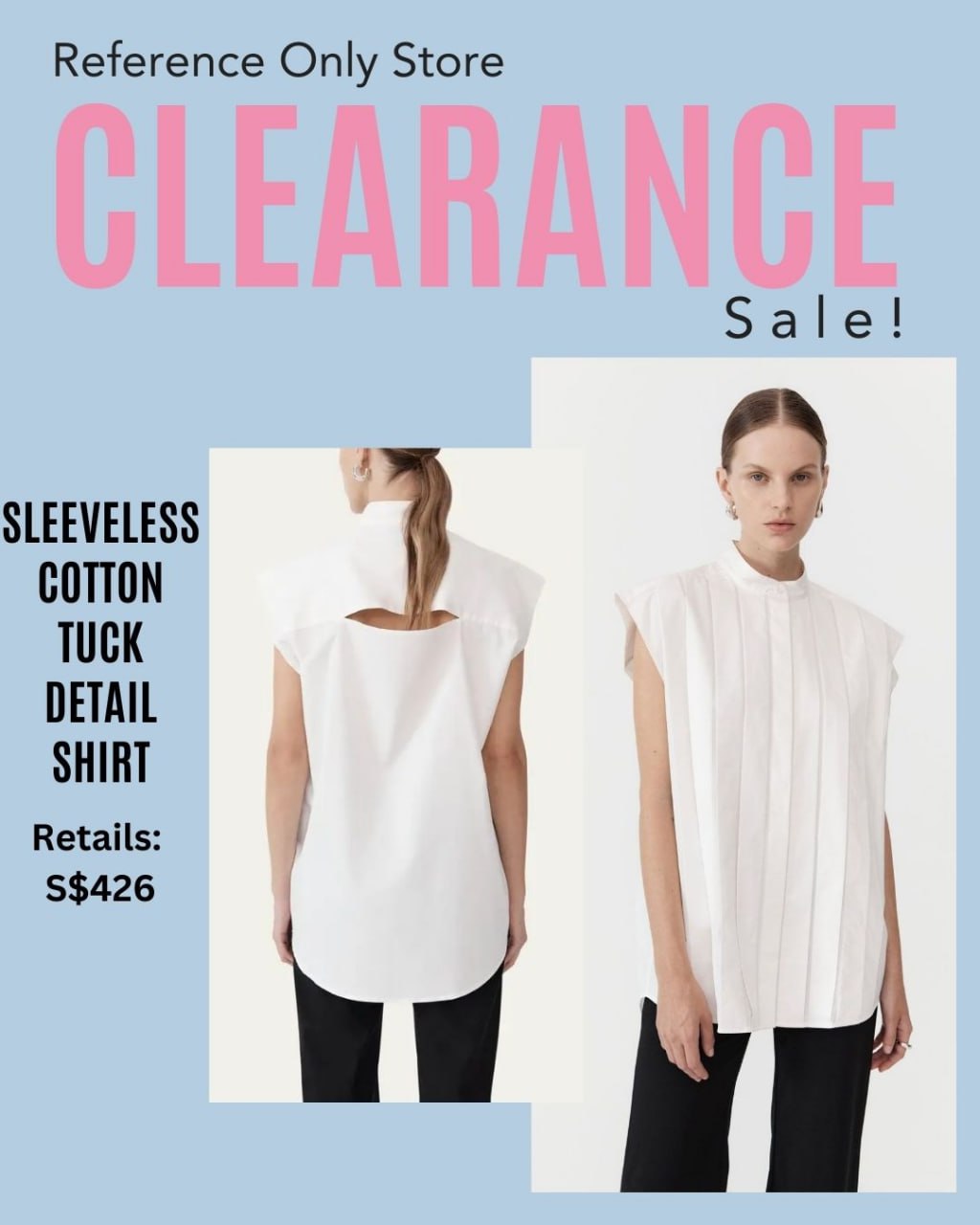 SA Sleeveless cotton tuck detail shirt