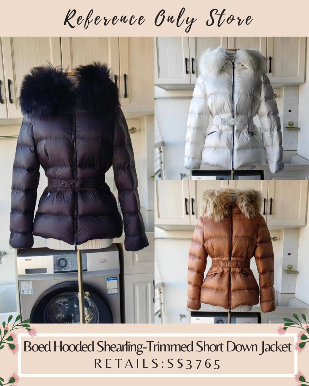 MC Boed Hooded shearling trimmed short down jacket